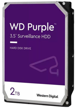 Жесткий диск для видеонаблюдения HDD 2Tb Western Digital Purple Surveillance WD23PURZ SATA 6Gb/s, 64Mb, 3,5&quot;, 5400rpm. Создан для систем видеонаблюден