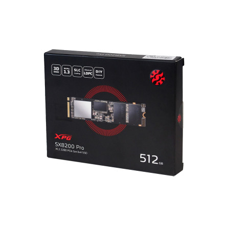 Твердотельный накопитель SSD M.2 512 GB ADATA XPG SX8200 Pro, ASX8200PNP-512GT-C, PCIe 3.0 x4, NVMe 