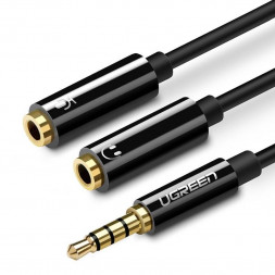 Аудиокабель UGREEN AV141 3.5mm male to 2 Female Audio Cable ABS Case. Black. 30620