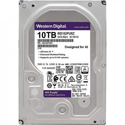 Жесткий диск для видеонаблюдения HDD 10Tb Western Digital Purple Surveillance SATA 6Gb/s 256Mb 3,5&quot; 