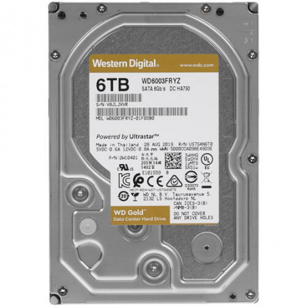 Жесткий диск повышенной надежности HDD 6Tb Western Digital GOLD WD6003FRYZ SATA3 3,5&quot; 7200rpm 256Mb