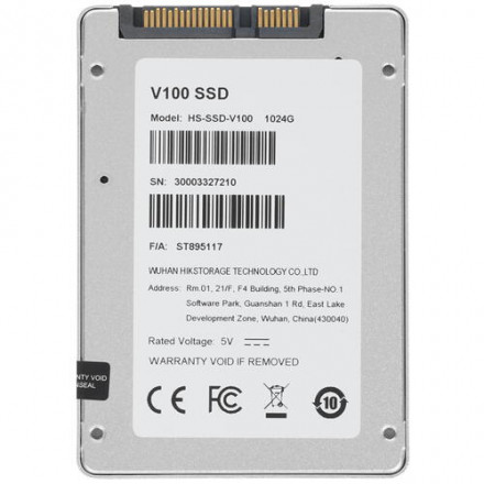 Твердотельный накопитель SSD 1 TB Hikvision, HS-SSD-V100/1024G, SATA 6Gb/s (для систем видеонаблюден