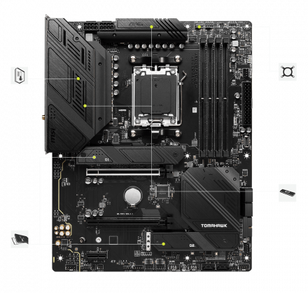 Материнская плата Socket AM5, ATX, AMD B650 (DP+HDMI), MSI MAG B650 TOMAHAWK WIFI, 4DDR5, 2PCIx16, PCIx1
