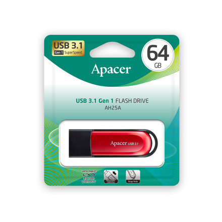 USB-накопитель Apacer AH25A 64GB Чёрный