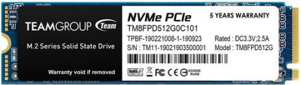 Твердотельный накопитель 512GB SSD TeamGroup MP33 PRO M.2 NVMe R2100Mb/s W1700MB/s TM8FPD512G0C101
