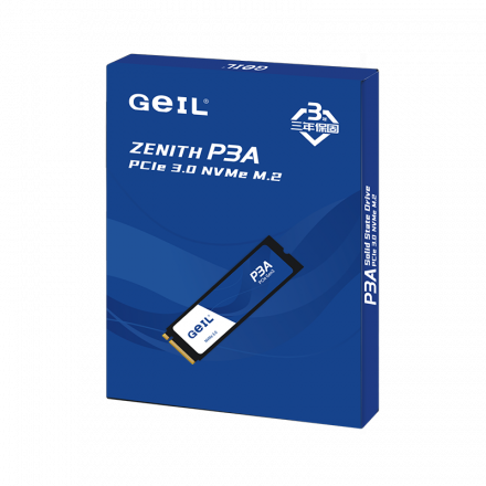Твердотельный накопитель 250GB SSD GEIL P3A M.2 2280, PCIe Gen3x4 with NVMe 1.3, 3D NAND Flash, 3.3V, R3500MB/s, W2700MB/s P3AWK16M250A