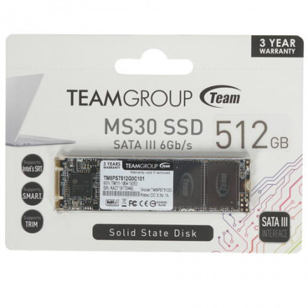 Твердотельный накопитель 512GB SSD TeamGroup MS30 M.2 2280 R530Mb/s W430MB/s TM8PS7512G0C101