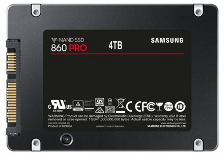 Твердотельный накопитель 4000GB SSD Samsung 860 PRO 2.5” SATA3 R560Mb/s W530MB/s MZ-76P4T0BW