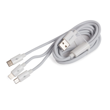 Интерфейсный кабель Awei 3 in 1 cable CL-120 2A 1.2m Белый