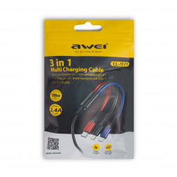 Интерфейсный кабель Awei 3 in 1 cable CL-971 2.4A 1.2m 3х цветный