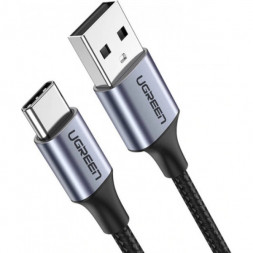 Кабель UGREEN US288 USB-A 2.0 to USB-C Cable Nickel Plating Aluminum Braid 1.5m (Black)