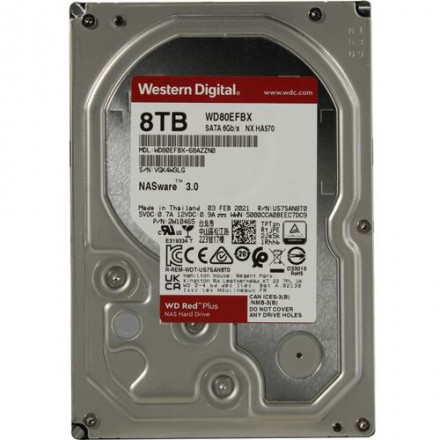Жесткий диск для NAS систем HDD 8Tb Western Digital RED Plus SATA6Gb/s 3.5&quot; 256Mb 7200rpm WD80EFBX