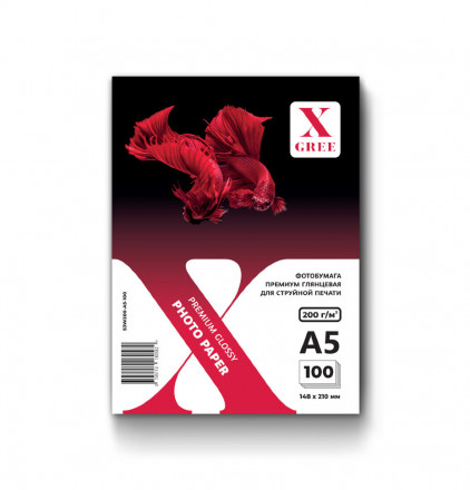 53W200-A5-100 Фотобумага для струйной печати X-GREE Глянцевая Premium A5*148x210мм/100л/200г NEW (40)