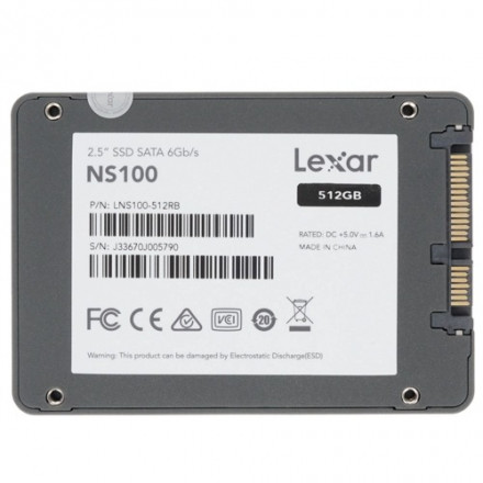 Твердотельный накопитель 512GB SSD LEXAR NS100 2.5” SATA3 R520Mb/s W450MB/s LNS100-512RB