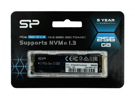 Твердотельный накопитель SSD M.2 256 GB Silicon Power A60, SP256GBP34A60M28, NVMe