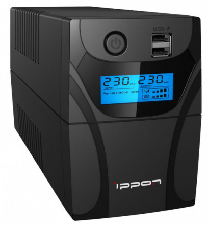ИБП Ippon Back Power Pro II 700, 700VA, 420ВТ, AVR 162-290В, 4хС13, управление по USB, RJ-45, LCD, без кабелей 1030304