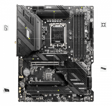 Материнская плата MSI MAG B760 TOMAHAWK WIFI DDR4 LGA1700 4xDDR4 4xSATA3 RAID 3xM.2 HDMI DP ATX