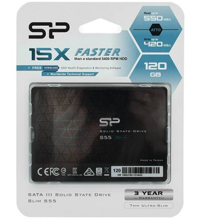 Твердотельный накопитель SSD 120 GB Silicon Power S55 SP120GBSS3S55S25, SATA 6Gb/s, TLC