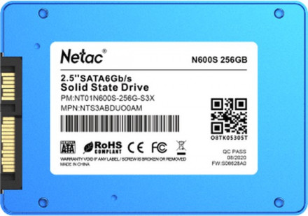 Твердотельный накопитель SSD 256Gb, SATA 6 Gb/s, Netac N600S, 2.5&quot;, 3D TLC, 540R/490W