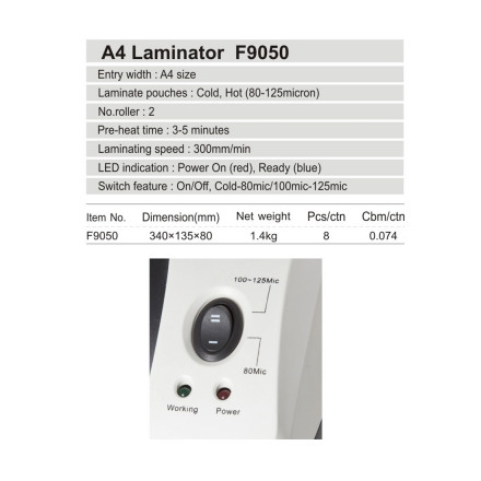 Ламинатор COMIX F9050 А4, 2 вала, 80-125 мкм, 30 см/мин.