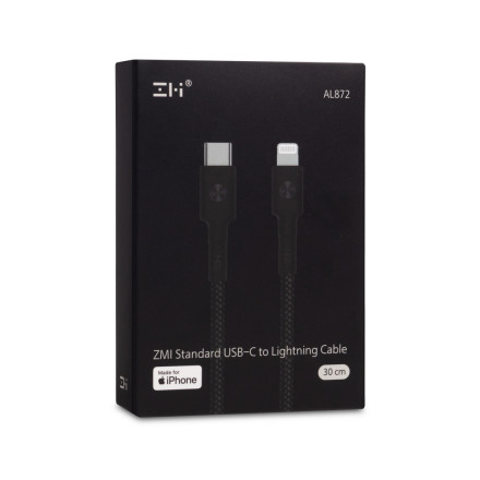 Интерфейсный Кабель USB C to Lightning Xiaomi ZMI AL872 MFi 30 см Черный