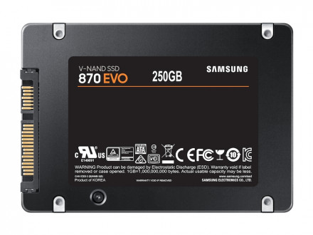 Твердотельный накопитель 250GB SSD Samsung 870 EVO 2,5&quot; SATA3 R560Mb/s W530MB/s MZ-77E250B/AM