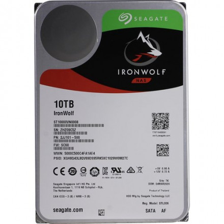 Жесткий диск HDD 10Tb HDD Seagate IronWolf SATA 6Gbit/s 3.5&quot; 7200 rpm 256Mb ST10000VN0008