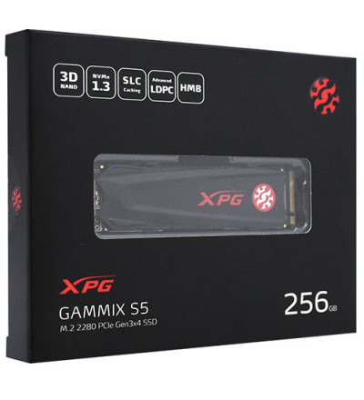 Твердотельный накопитель SSD M.2 256 GB ADATA GAMMIXS5, AGAMMIXS5-256GT-C, PCIe 3.0 x4, NVMe 1.3