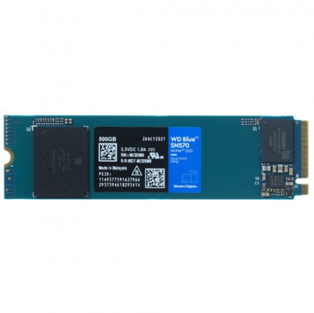 Твердотельный накопитель 500GB SSD WD BLUE SN570 M.2 2280 NVMe R3500Mb/s W2300M/s WDS500G3B0C
