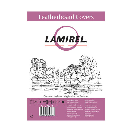 Обложки Lamirel Delta A4 LA-78770, картонные, с тиснением под кожу , цвет: зеленый, 230г/м², 100шт