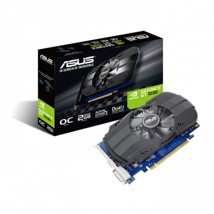 Видеокарта ASUS GeForce GT1030 Phoenix Fan OC Edition 2GB 3004Mhz 64 bit 1920x1200 DVIx1 HDMIx1 DDR5 PH-GT1030-)2G