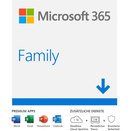 Офисный пакет Microsoft (Office) 365 Family Russian, P8, Для семьи, подписка на 1 год, 6 user, без д